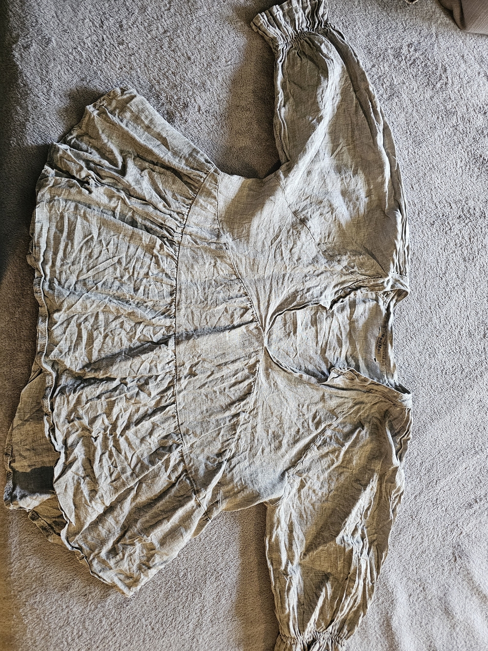Women's Beige Peasant Blouse - Relaxed Ruffle